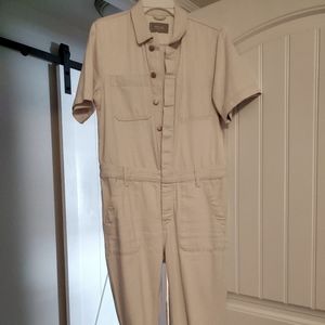 Cream denim coveralls